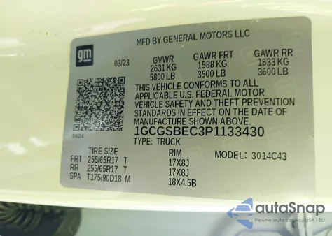 2023 Chevrolet Colorado 2Wd Short Box Wt from USA, damaged, VIN 1GCGSBEC3P1133430